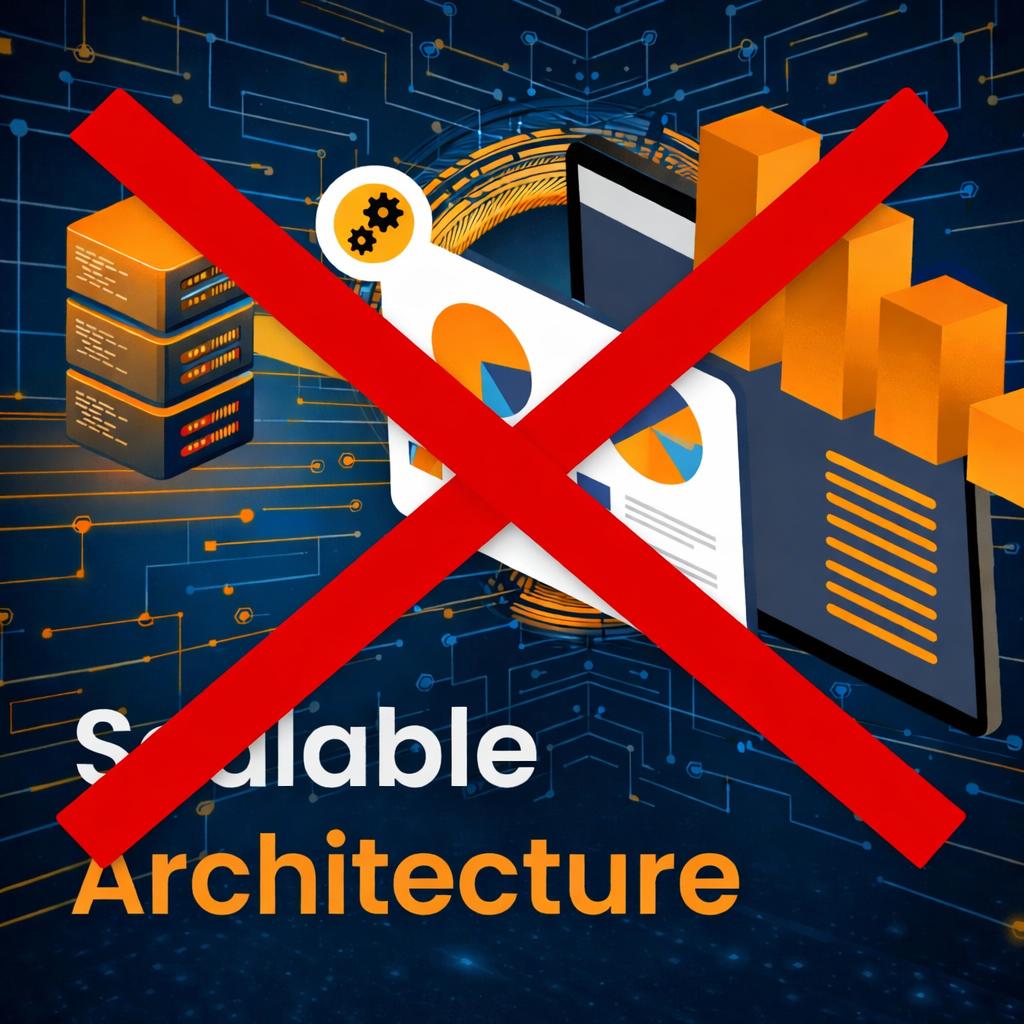 Scalable architecture crossed out — early signals that your system may not scale