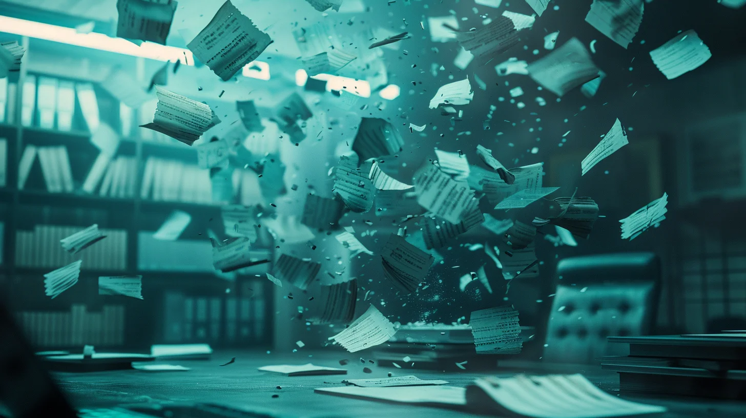 Words fading and dissolving on corporate documents