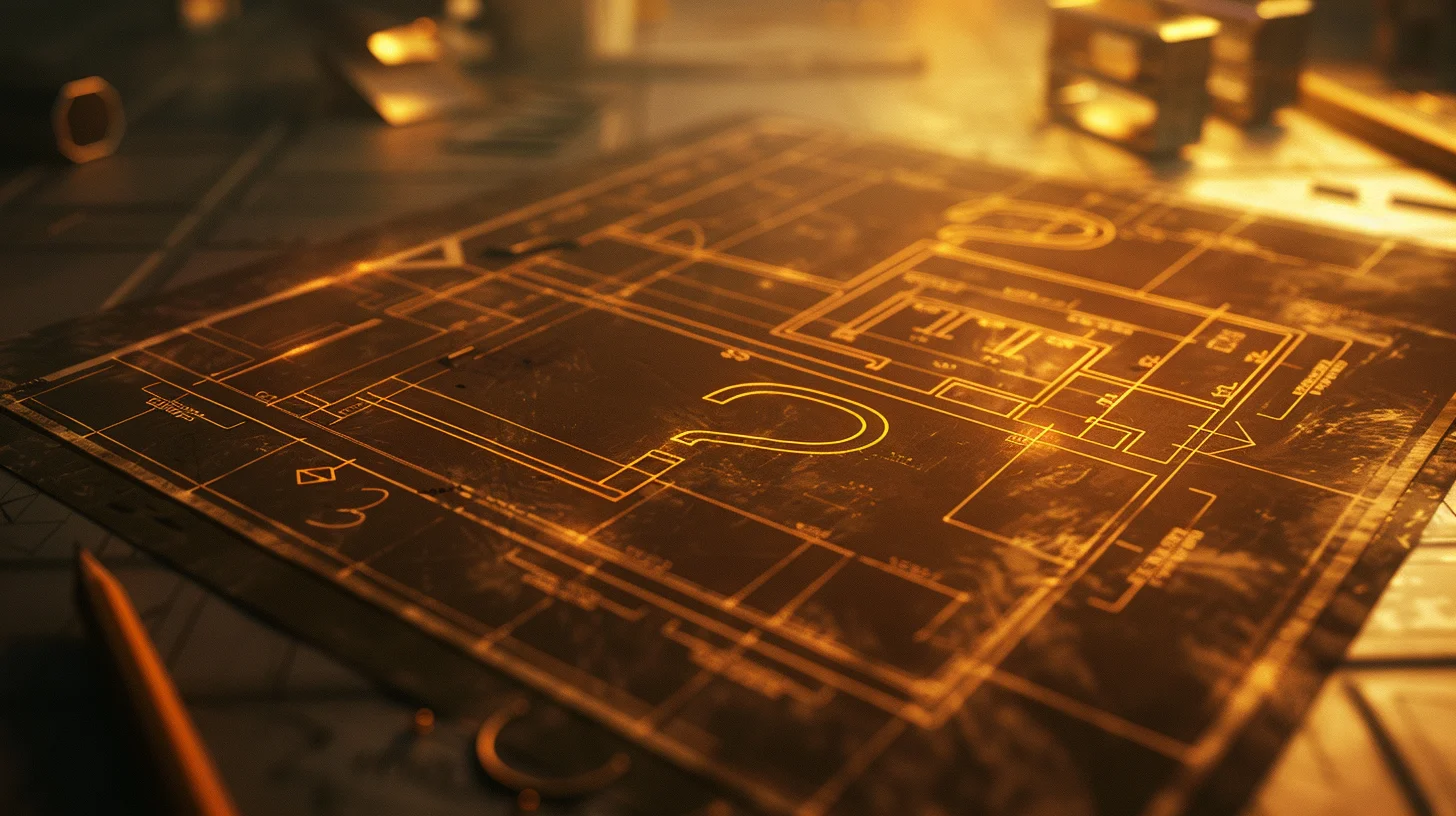 Blueprint with question marks instead of specifications