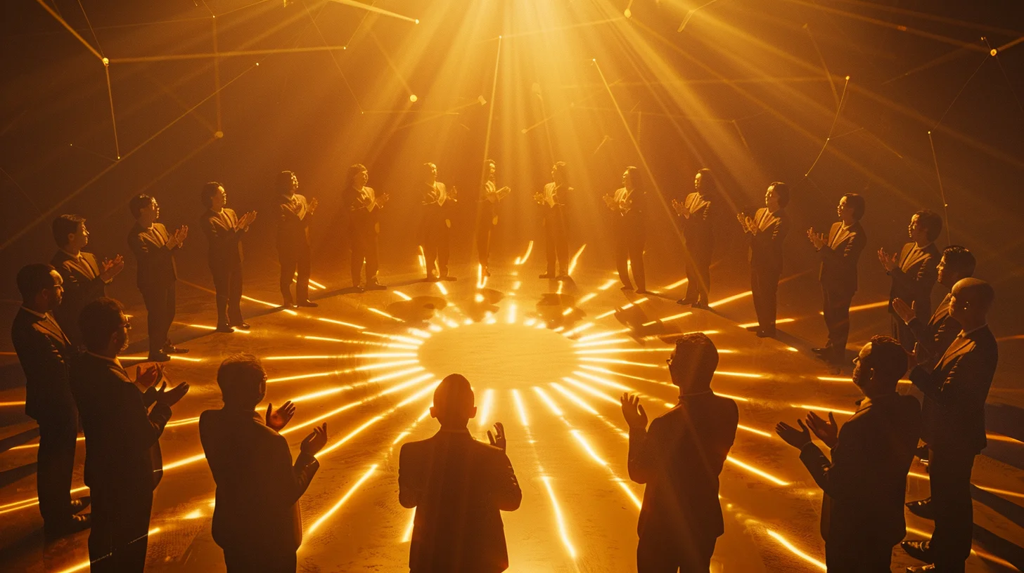 People in circle applauding each other