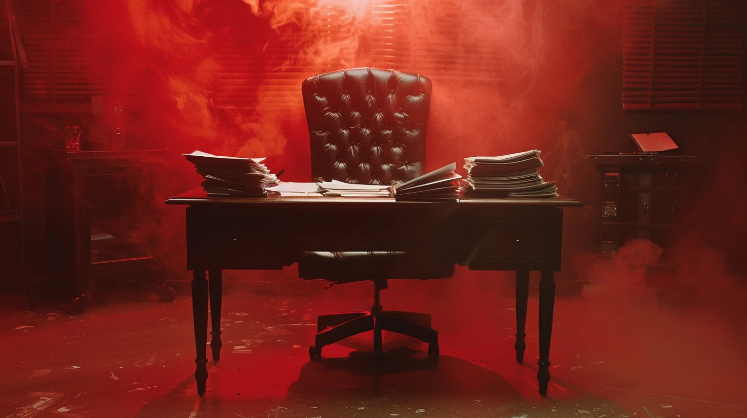 Empty executive chair with fading silhouette