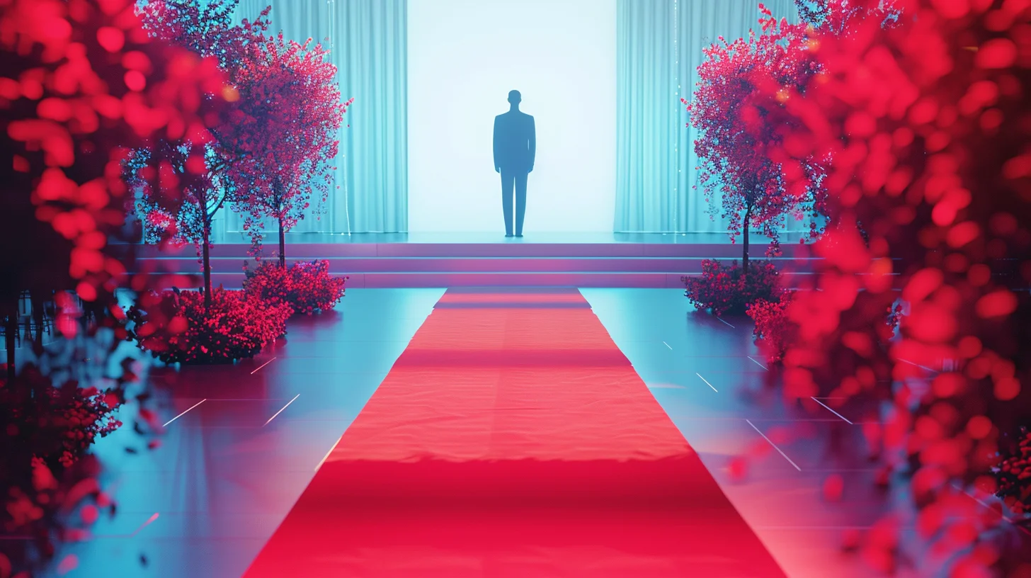 Welcome banner with hollow figure behind it